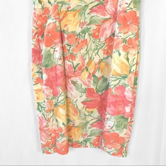 VINTAGE GARDANIA PARIS FLORAL  MULTICOLOUR BUTTON UP DRESS SHORT SLEEVES MEDIUM - Picture 12 of 17